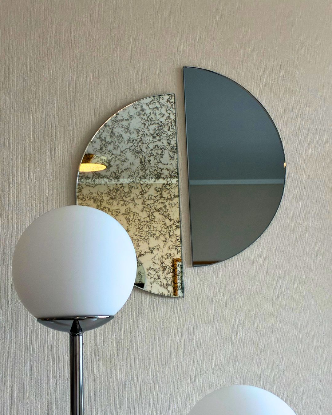 Espejo Doble Luna Antique Gris