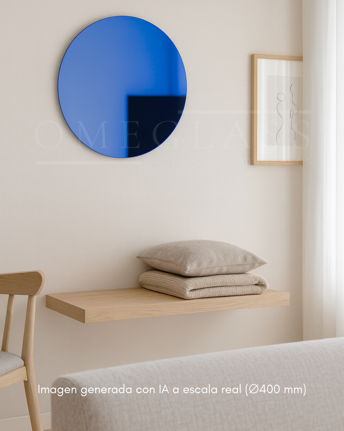 Espejo Circular Azul Ciel