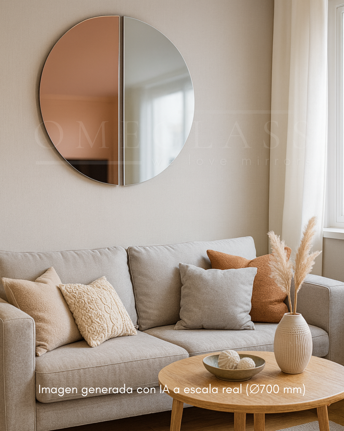 Espejo Doble Luna Rose Gold Incoloro