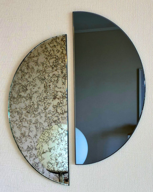 Espejo Doble Luna Antique Gris