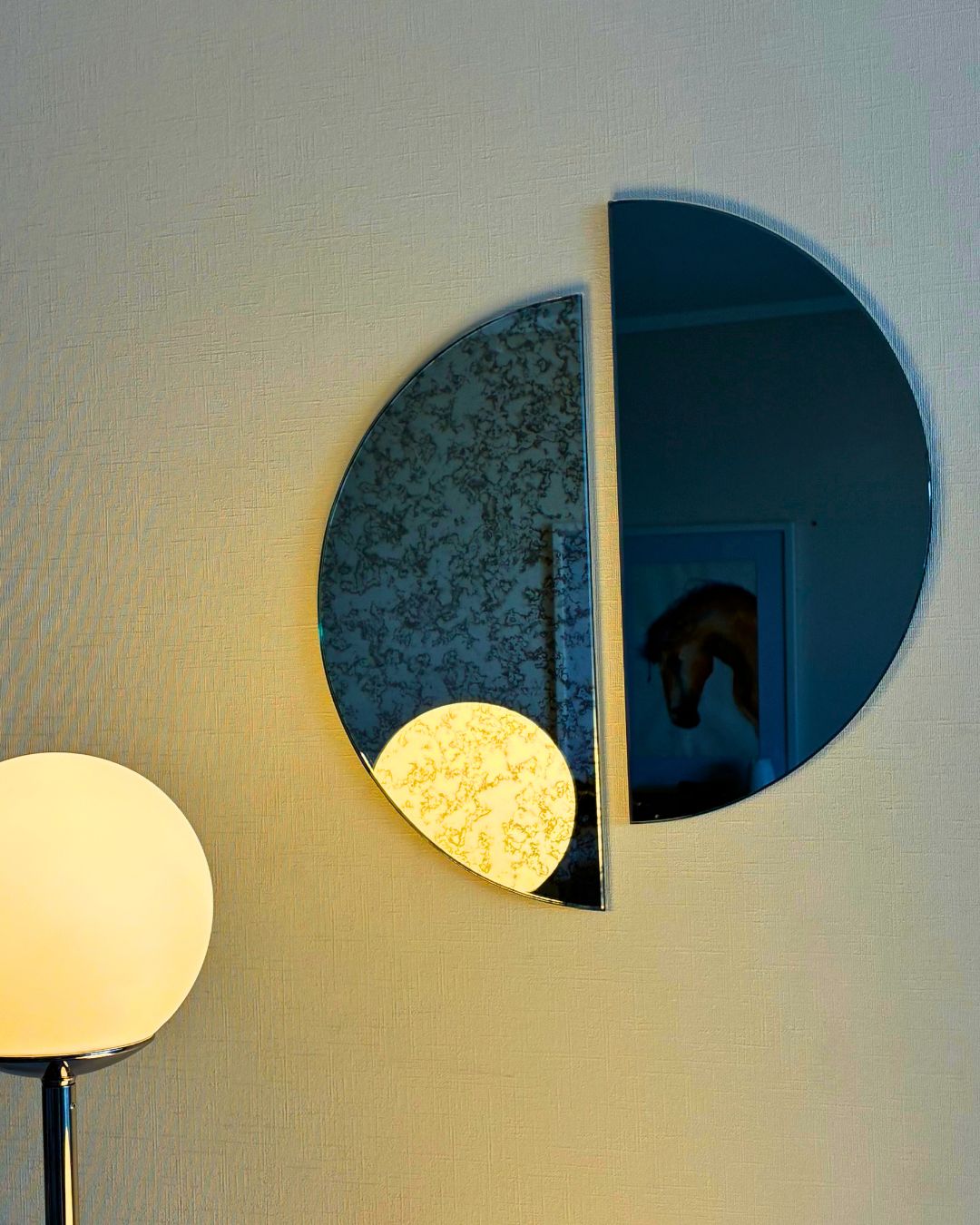 Espejo Doble Luna Antique Gris