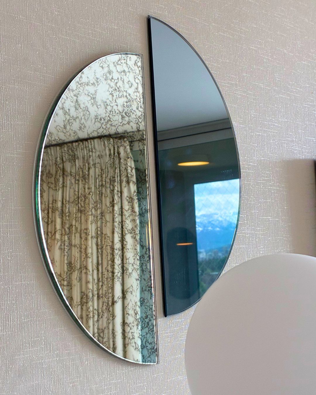 Espejo Doble Luna Antique Gris