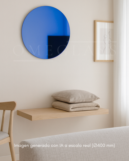 Espejo Circular Azul Ciel