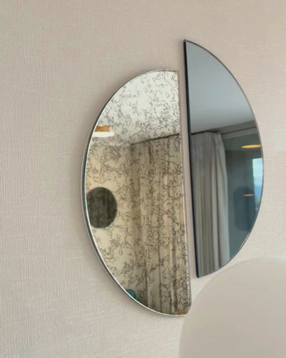 Espejo Doble Luna Antique Gris